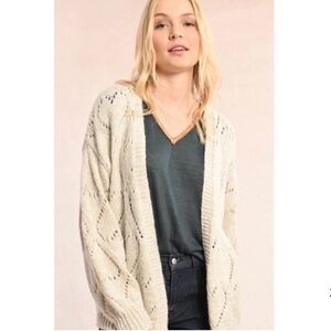 NEW  ⭐️ Molly Bracken cream Knit  ❤️ heart cardigan